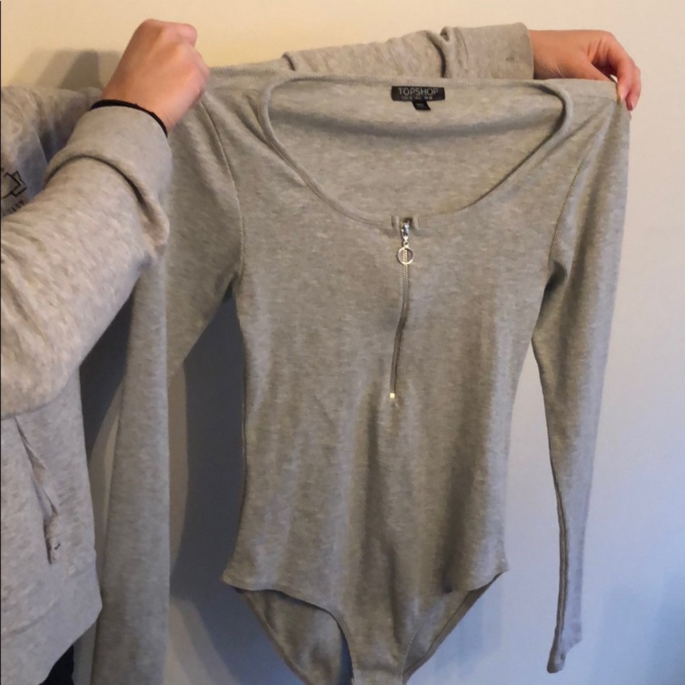 Topshop Grey Bodysuit Sleeves